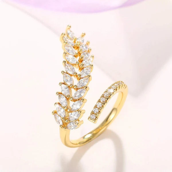 NAVIIRA Crystal Leaf Bloom Ring